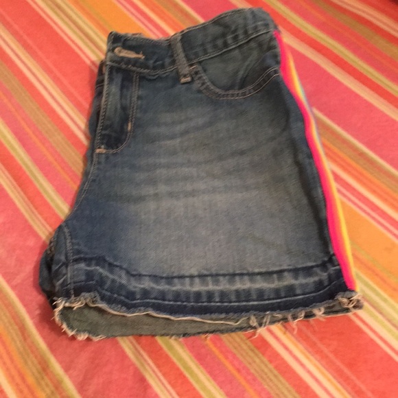 Rainbow sided striped jeans shorts - Picture 2 of 7
